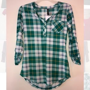 Green & White Plaid Button Down | Alter Ego